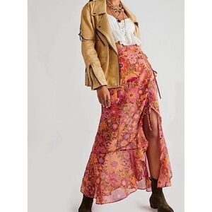 Free People Floral Pink Maxi Skirt - Size 14
